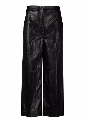 TWINSET leather-effect high-rise cropped trousers - Nero