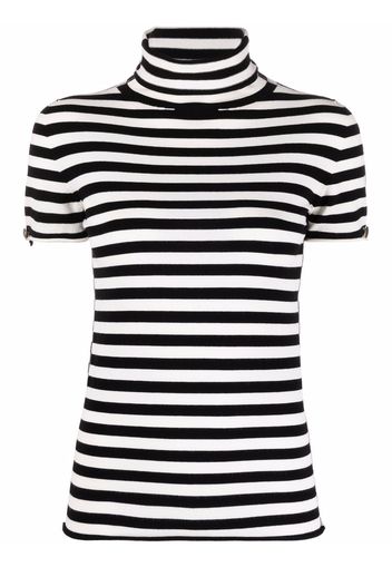 TWINSET roll-neck horizontal-stripe T-shirt - Bianco