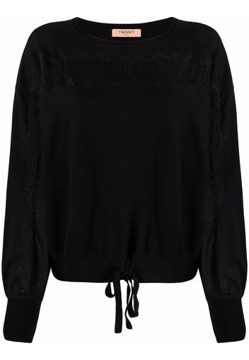 TWINSET lace-detail knitted jumper - Nero