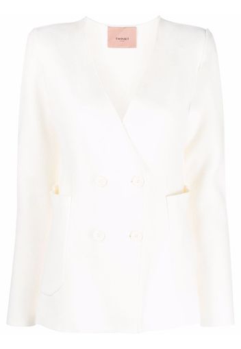 TWINSET double-breasted V-neck blazer - Bianco