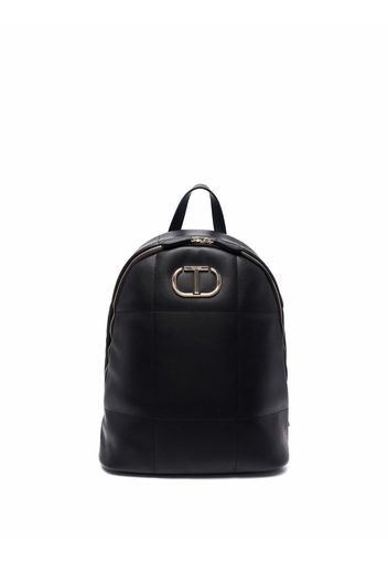 TWINSET logo-plaque faux-leather backpack - Nero