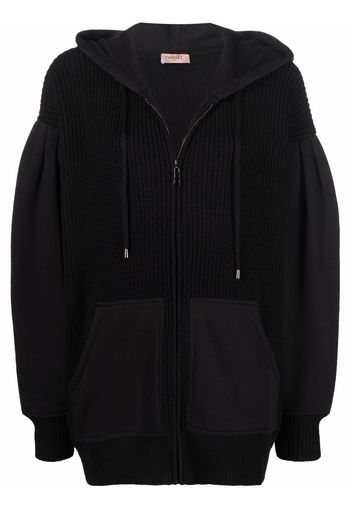 TWINSET panelled embroidered hoodie - Nero