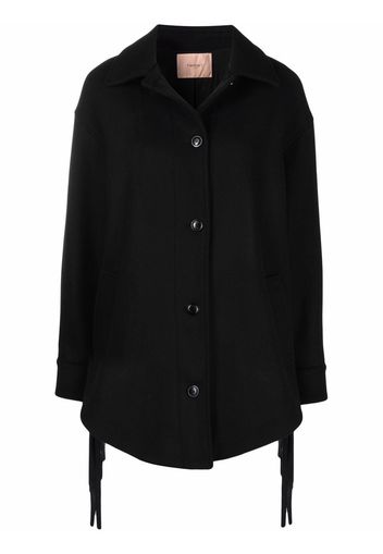 TWINSET fringed single-breasted coat - Nero