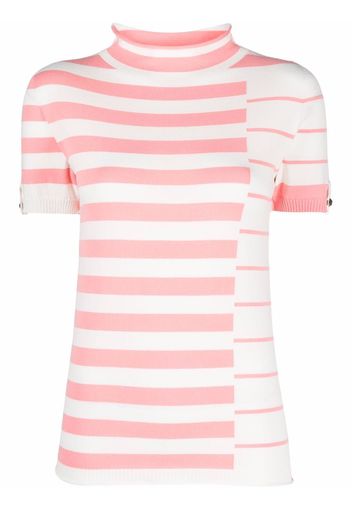TWINSET stripe-pattern knitted T-shirt - Bianco