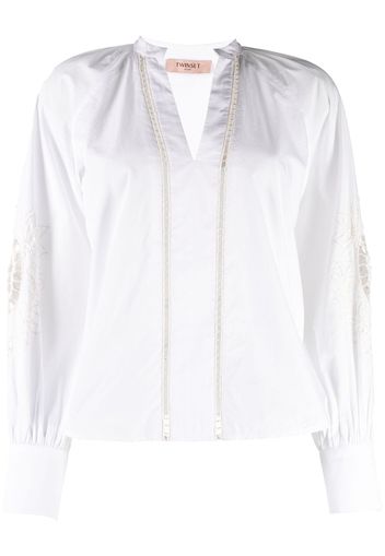 TWINSET Blusa con scollo a V - Bianco