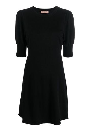 TWINSET puff-sleeve knitted mini dress - Nero