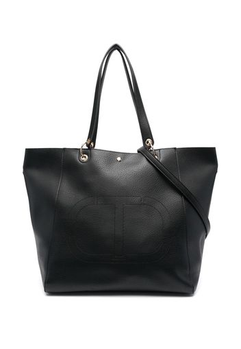 TWINSET embroidered-logo pebbled tote bag - Nero