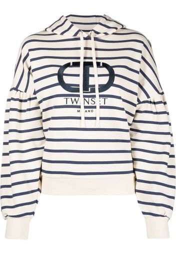 TWINSET logo-print Breton-stripe hoodie - Toni neutri