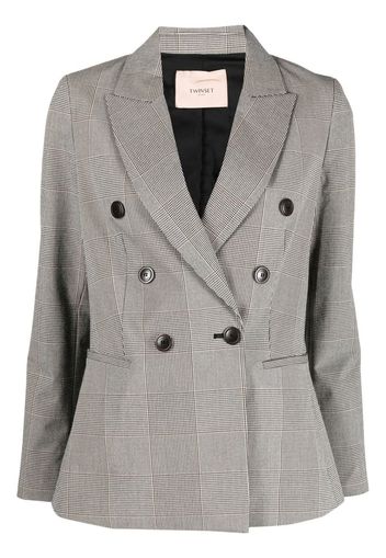 TWINSET double-breasted checked blazer - Toni neutri