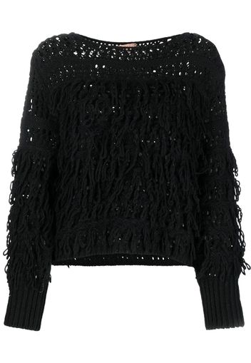 TWINSET open-knit fringed jumper - Nero