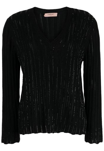 TWINSET V-neck knitted jumper - Nero