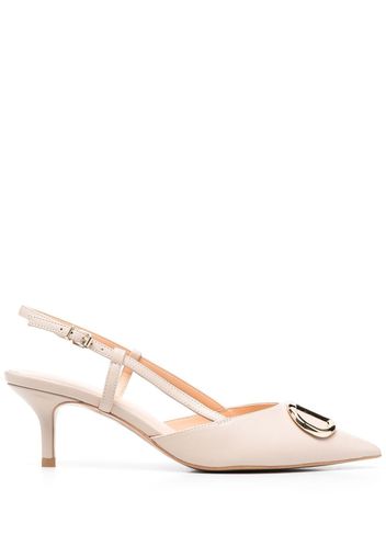 TWINSET logo-plaque slingback pumps - 10315 CANAPA CHIARO