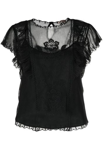 TWINSET Blusa con ricamo a fiori - Nero