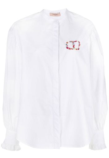 TWINSET collarless long-sleeved shirt - Bianco