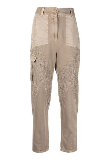 TWINSET panelled lace-detailing cropped trousers - Toni neutri