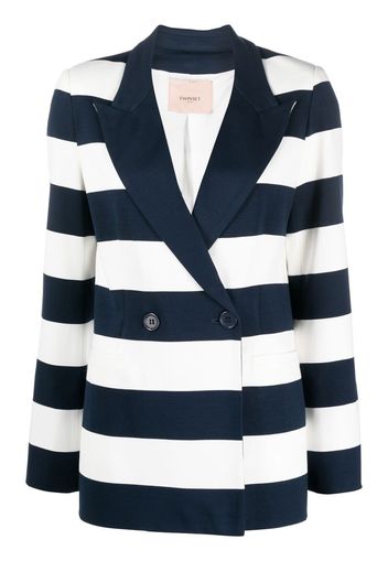 TWINSET stripe-print double-breasted blazer - Blu