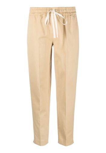 TWINSET drawstring-waist logo-plaque trousers - Toni neutri