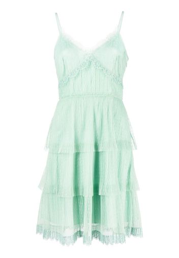 TWINSET lace-trim ruffled mini dress - Verde