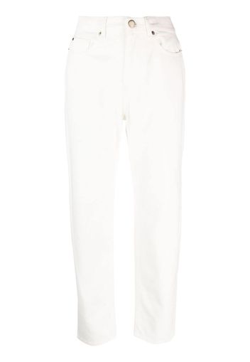 TWINSET embroidered-logo straight-leg denim trousers - Bianco