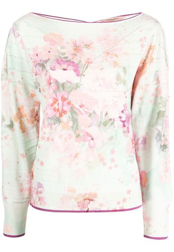 TWINSET floral-print boat-neck sweatshirt - Verde