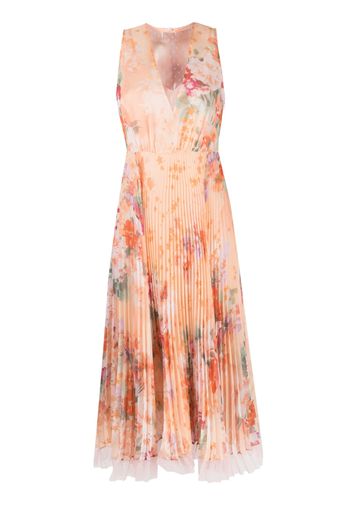 TWINSET floral pleated midi dress - Arancione