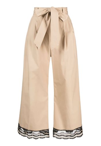 TWINSET lace-trim wide-leg trousers - Toni neutri