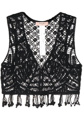 TWINSET crochet-knit cropped top - Nero
