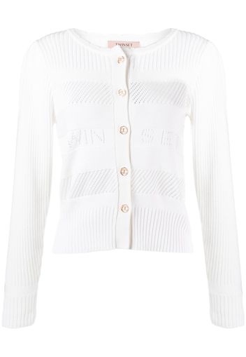 TWINSET pointelle-knit cotton-blend cardigan - Bianco