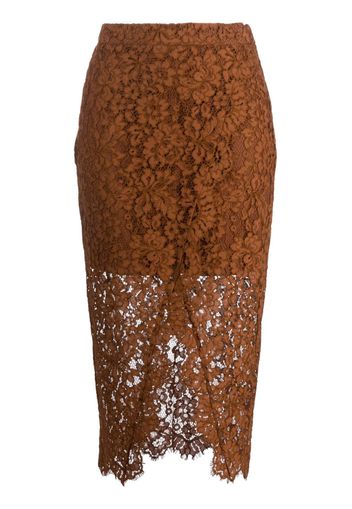 TWINSET floral-lace midi skirt - Marrone