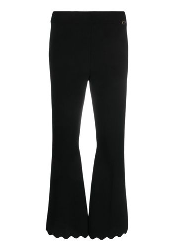 TWINSET flared scallop-trim trousers - Nero