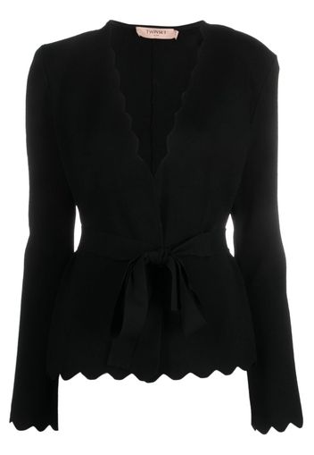 TWINSET scalloped-trim V-neck cardigan - Nero