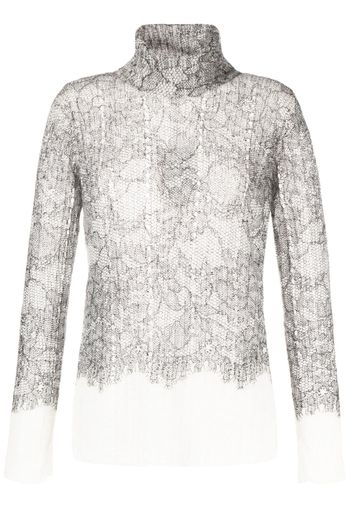 TWINSET high-neck lace-detail jumper - Bianco