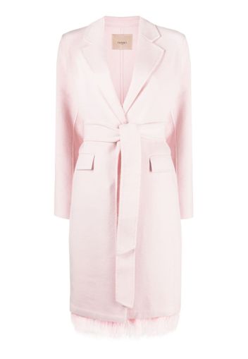 TWINSET feather-hem wool-blend coat - Rosa