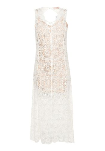 TWINSET semi-sheer crochet midi dress - Bianco