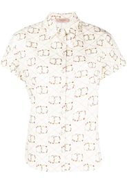 TWINSET floral-monogram short-sleeve shirt - Toni neutri