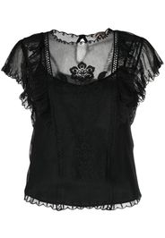 TWINSET Blusa con ricamo a fiori - Nero