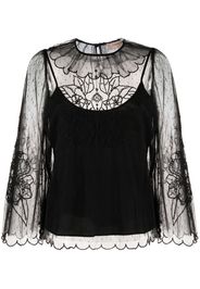 TWINSET layered lace long-sleeved blouse - Nero