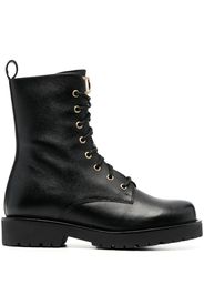 TWINSET logo-plaque leather ankle boots - Nero