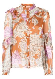 TWINSET floral-print ruffled blouse - Arancione