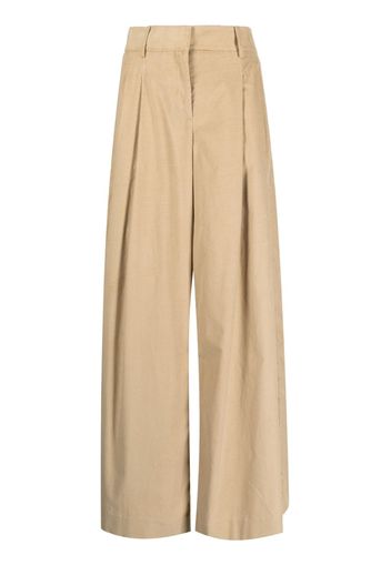 TWP pressed-crease cotton flared trousers - Marrone