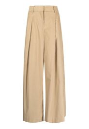 TWP pressed-crease cotton flared trousers - Marrone