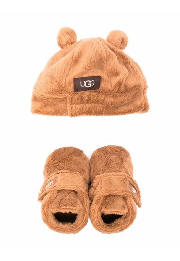 UGG Kids faux-fur boots and beanie set - Marrone