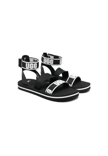 UGG Kids logo-motif ankle-strap sandals - Nero