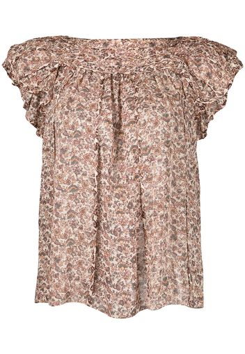 Ulla Johnson Akil floral-print ruffled silk blouse - Marrone