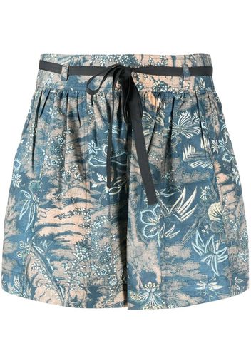 Ulla Johnson floral print belted shorts - Blu