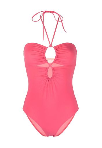 Ulla Johnson halterneck-fastening detail swimsuit - Rosa