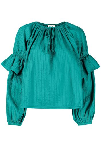 Ulla Johnson tie-front puff-sleeve blouse - Verde