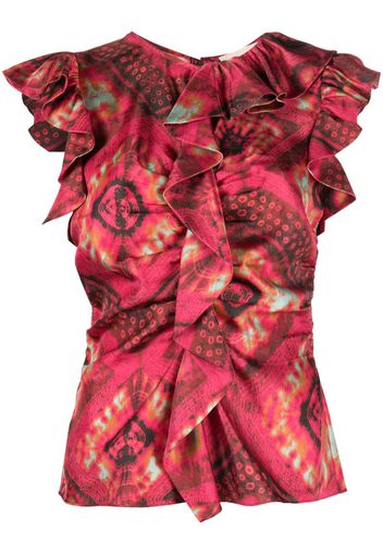 Ulla Johnson abstract-print ruffled blouse - Rosa