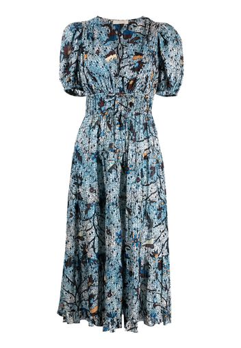 Ulla Johnson Abito midi svasato con stampa grafica - Blu