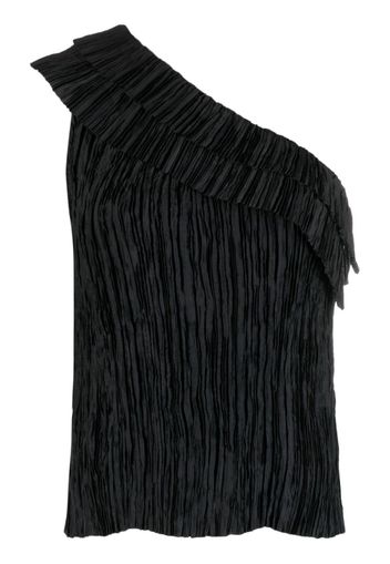 Ulla Johnson Ravenna plissé one-shoulder top - Nero